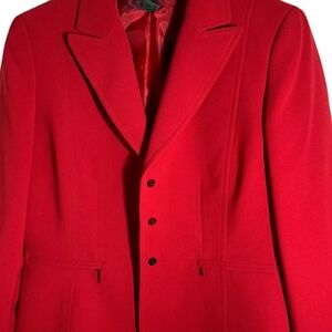 Tahari ASL Red Tailored Blazer with Notched Lapels